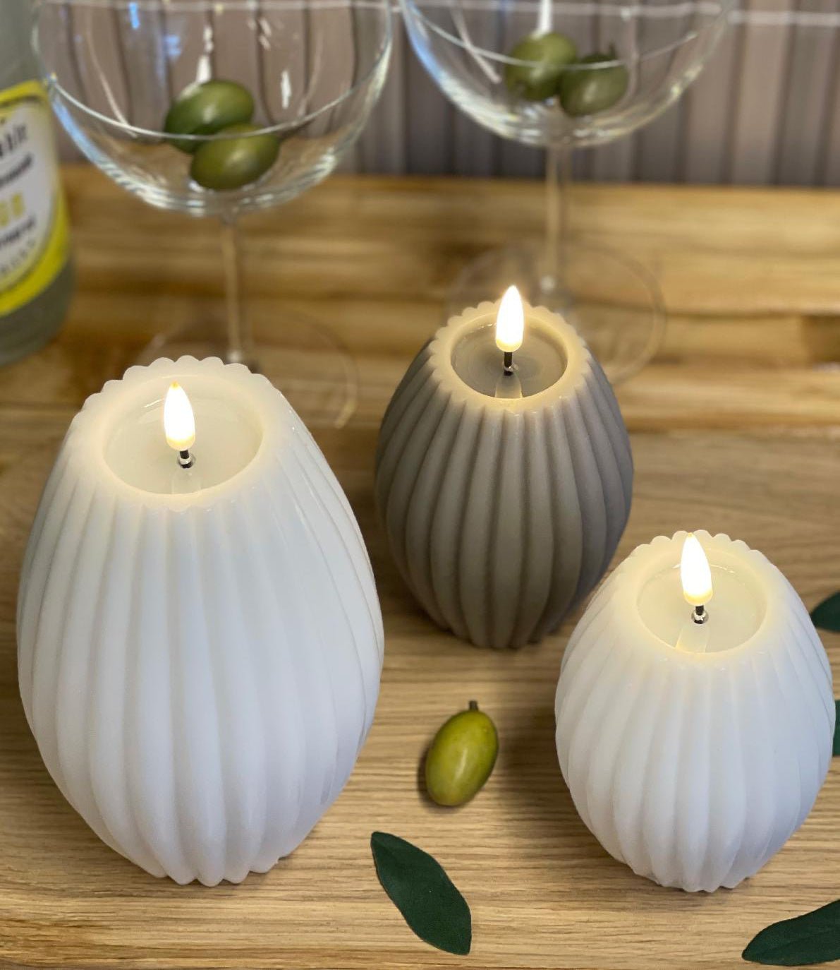 LED Gerillte Kerze Stearin (10x15cm) Deluxe Homeart - Shades of Home