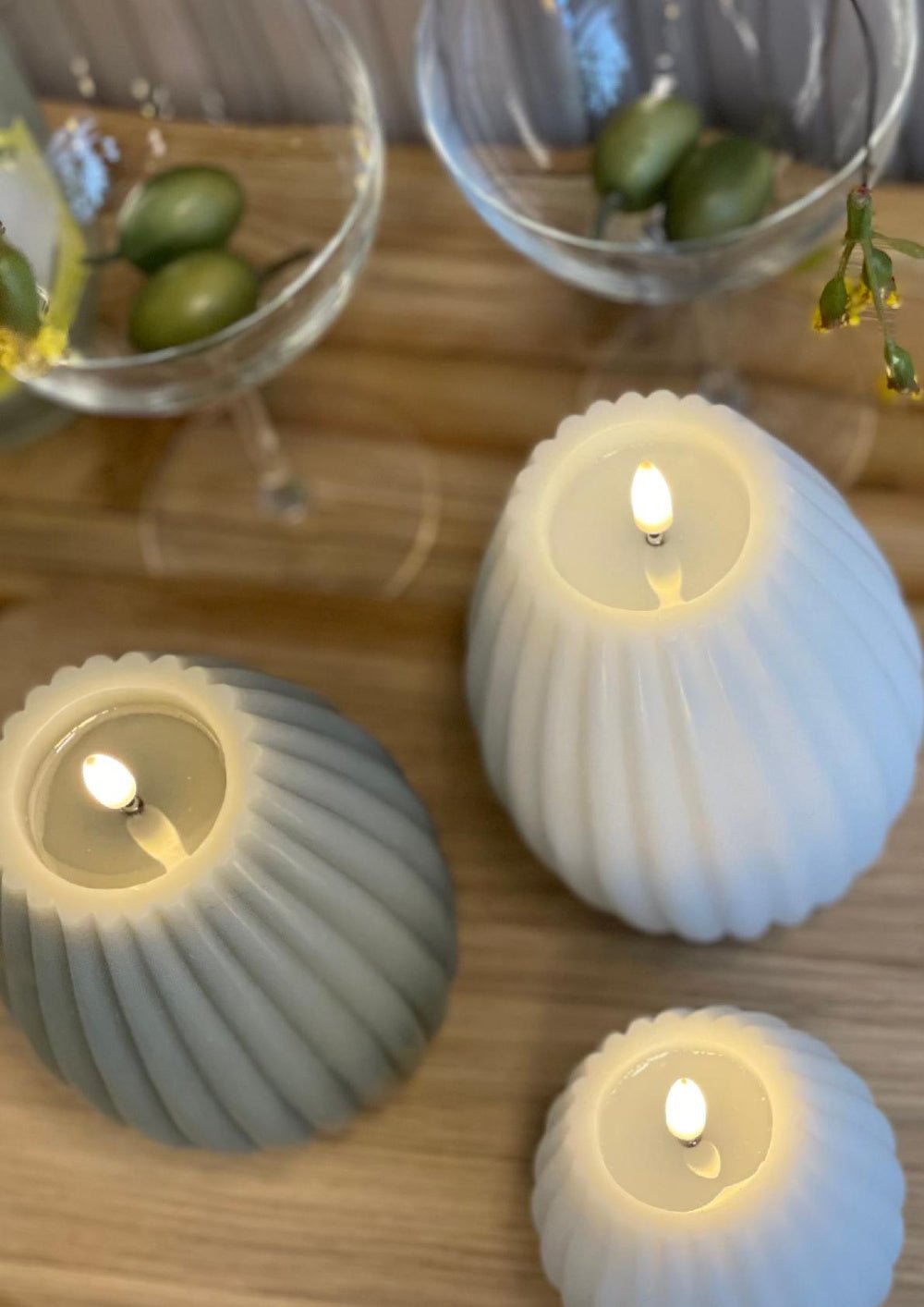 LED Gerillte Kerze Stearin (7,5x10cm) Deluxe Homeart - Shades of Home