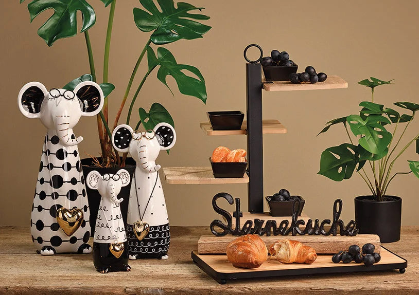 Servierbrett aus Bambus, Metall Natur