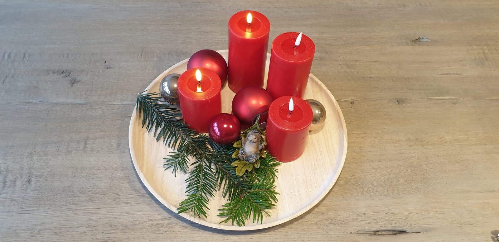 LED Stumpenkerze Real Flame Rot Deluxe Homeart