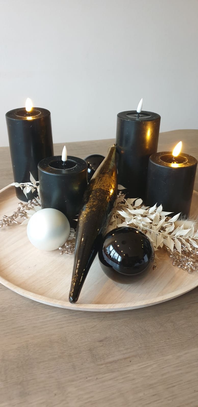 LED Stumpenkerze Real Flame Schwarz Deluxe Homeart