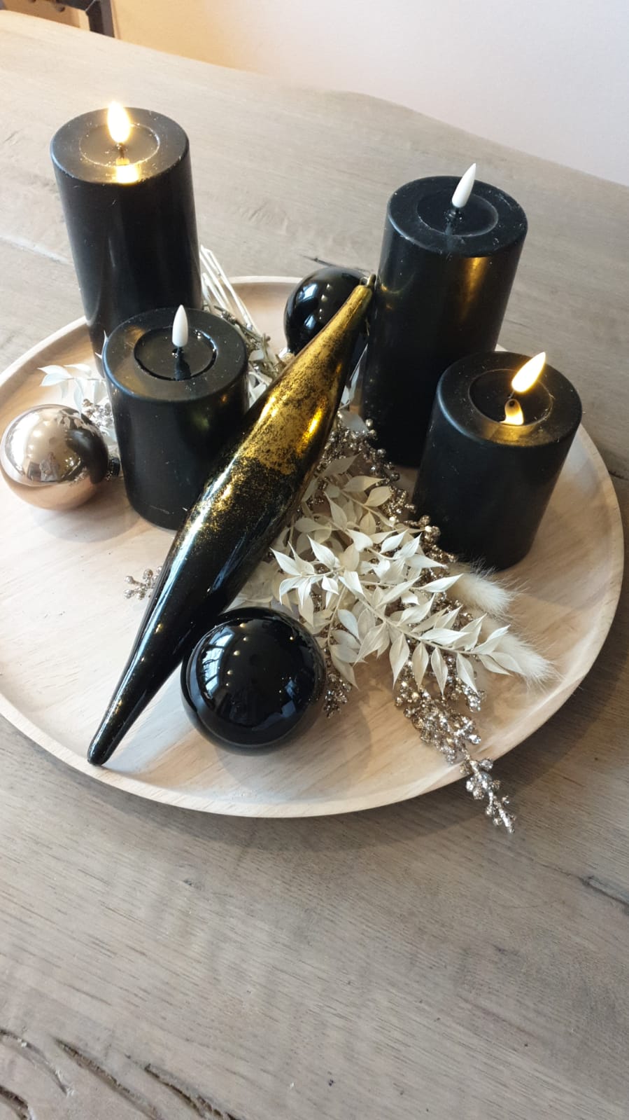 LED Stumpenkerze Real Flame Schwarz Deluxe Homeart