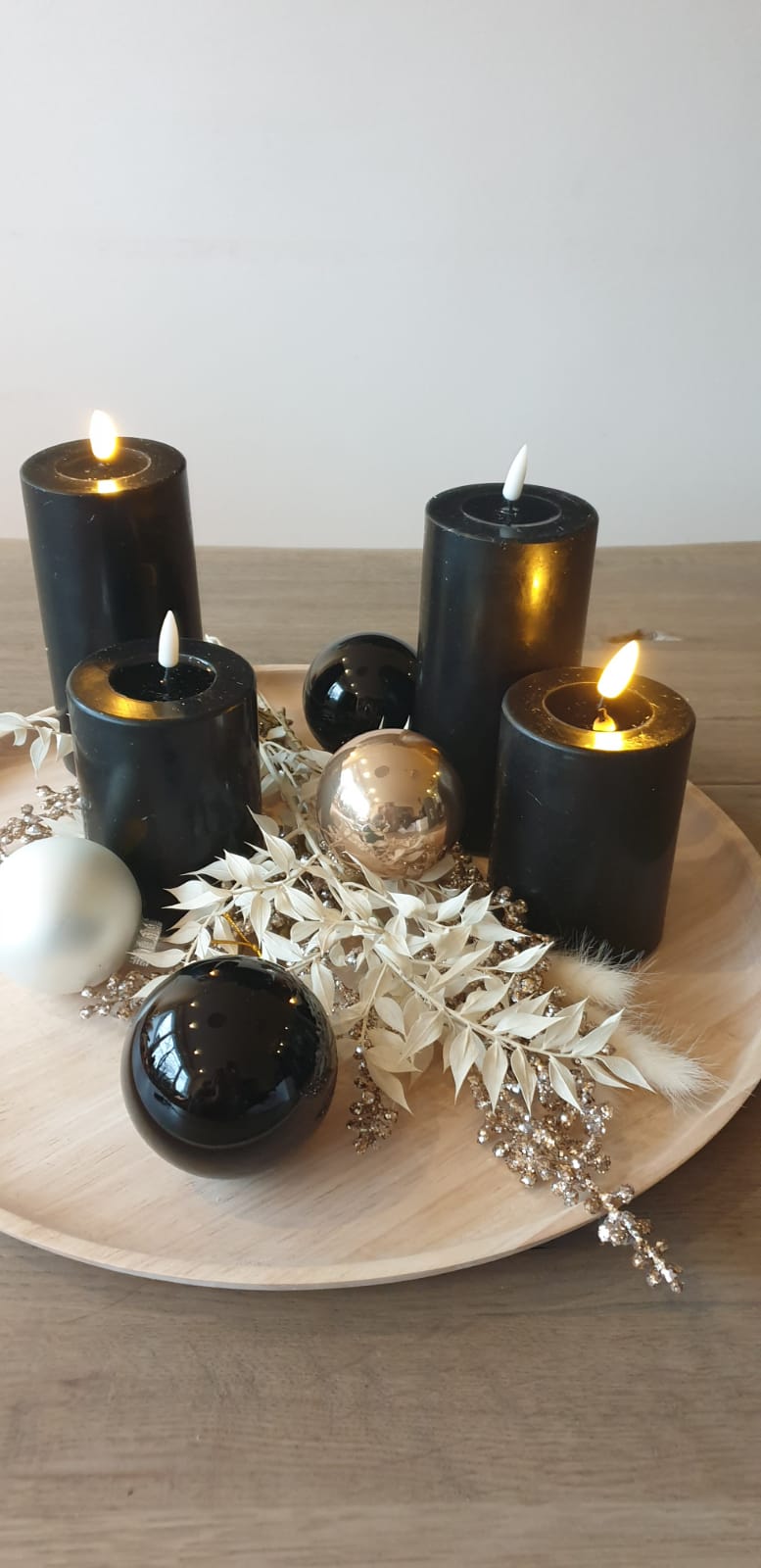 LED Stumpenkerze Real Flame Schwarz Deluxe Homeart