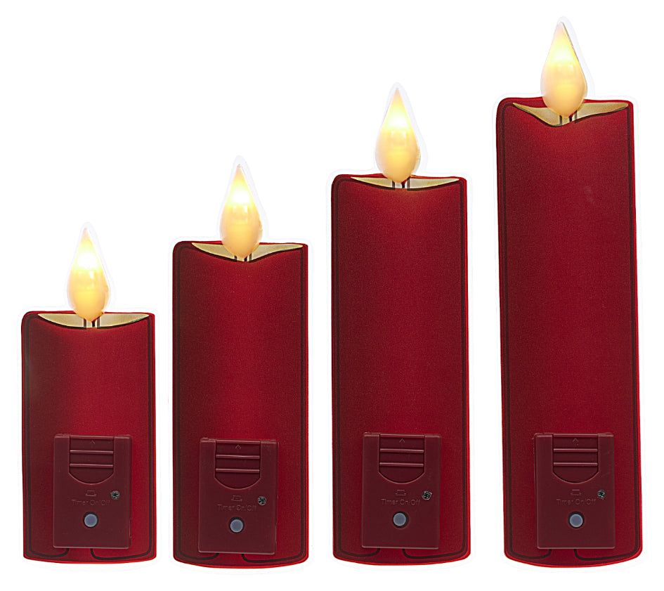 Fensterbild Adventskerzen Set Rot