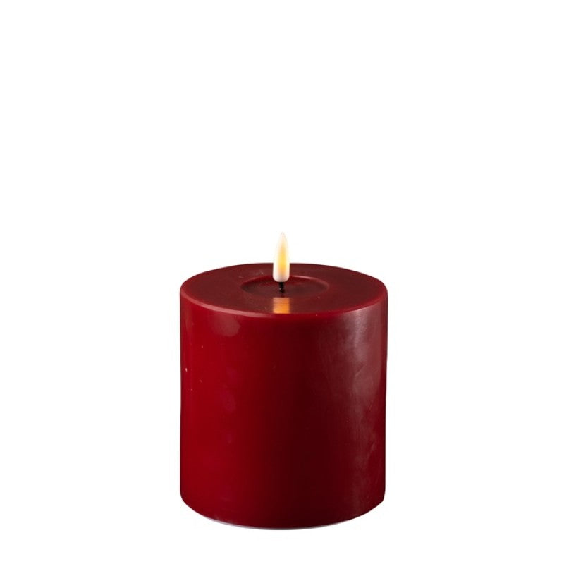 LED Stumpenkerze Real Flame hell bordeaux Deluxe Homeart