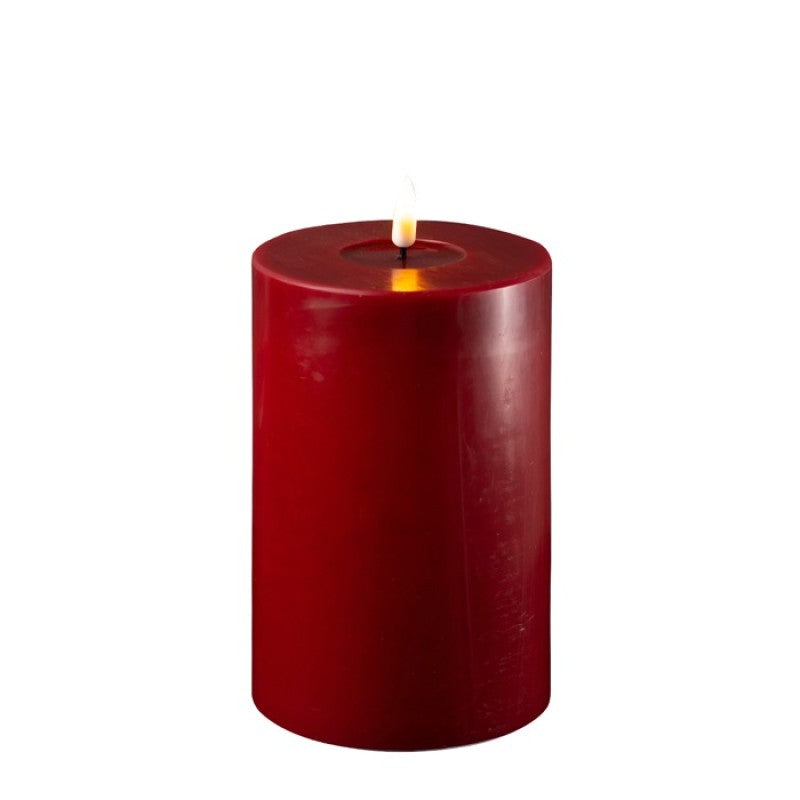 LED Stumpenkerze Real Flame hell bordeaux Deluxe Homeart