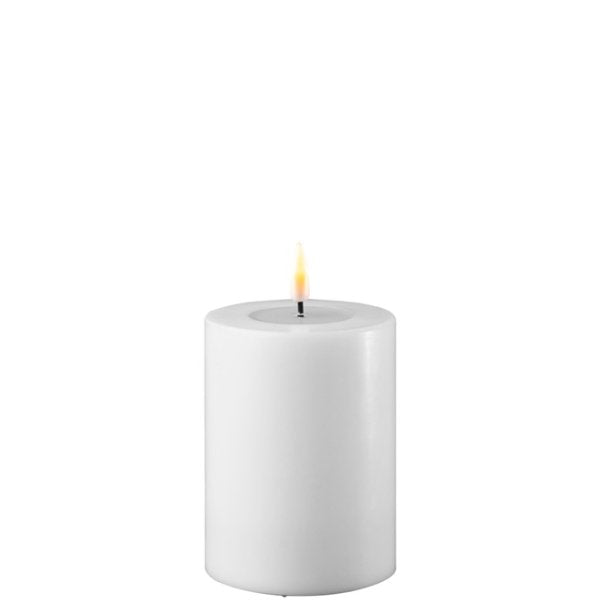 LED Stumpenkerze Real Flame Outdoor Weiß Deluxe Homeart