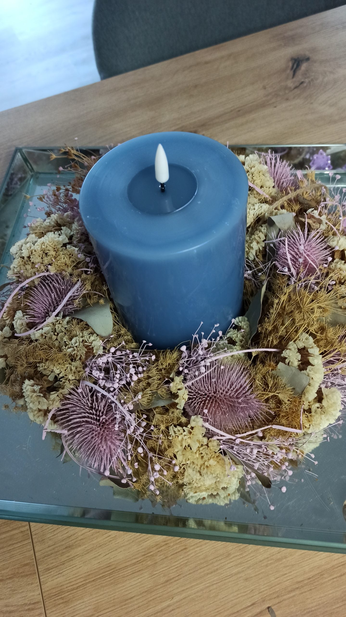 LED Stumpenkerze Real Flame Ice Blau Deluxe Homeart