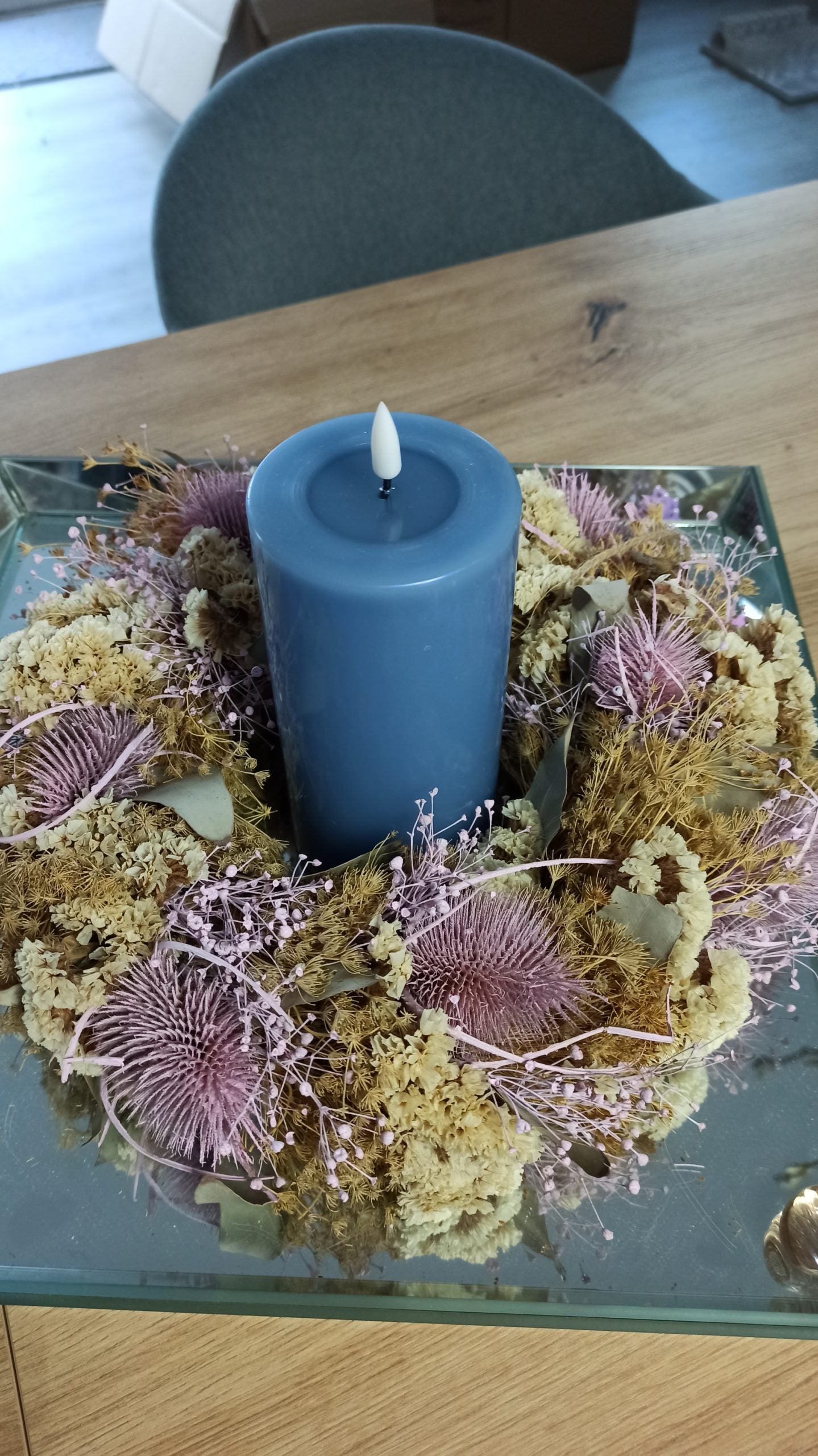 LED Stumpenkerze Real Flame Ice Blau Deluxe Homeart