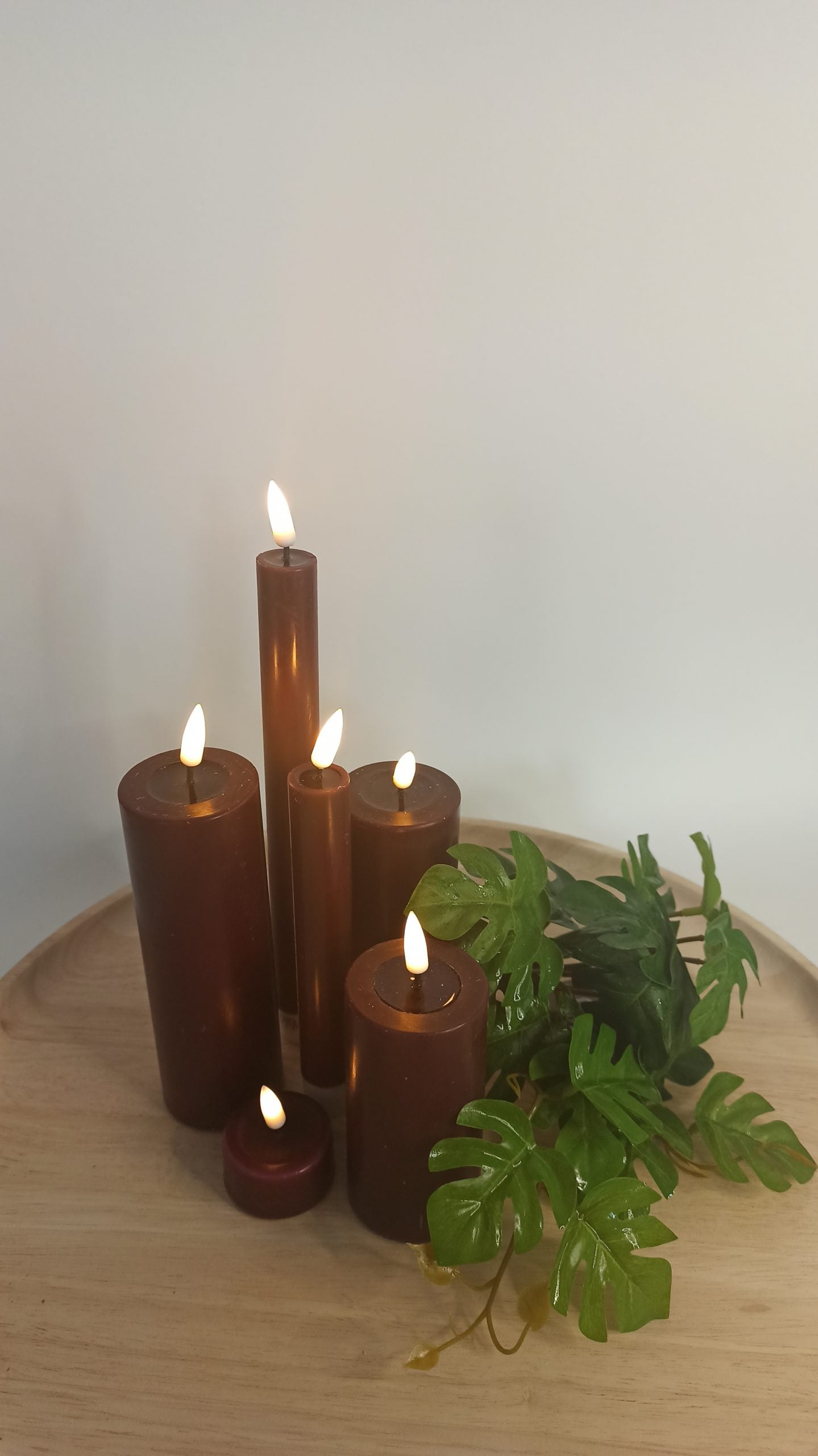 LED Stabkerze 2er Set Real Flame Deluxe Homeart Bourgogne