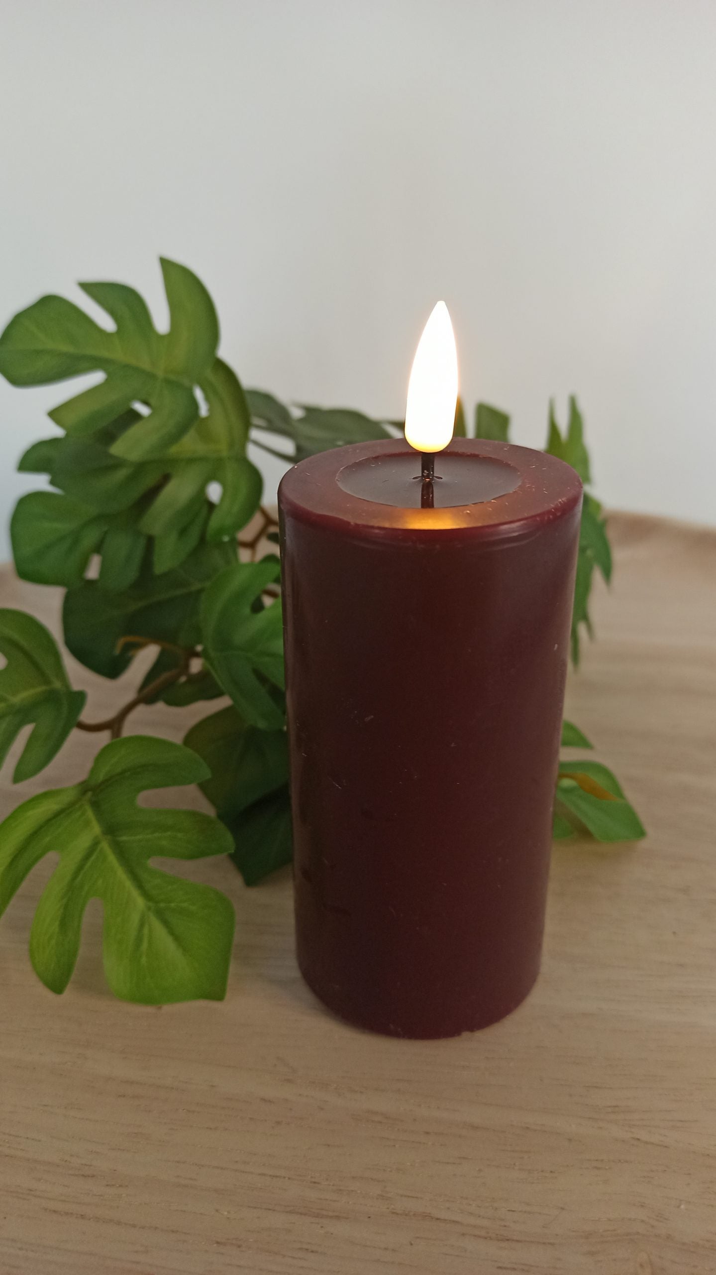 LED Stumpenkerze Real Flame Bourgogne Rot Deluxe Homeart