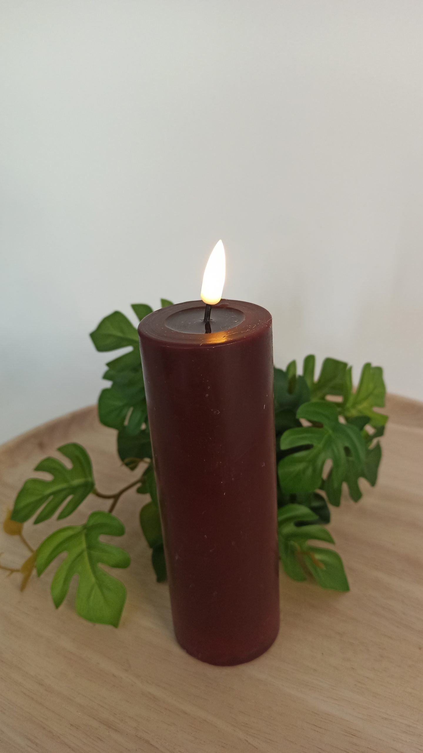 LED Stumpenkerze Real Flame Bourgogne Rot Deluxe Homeart