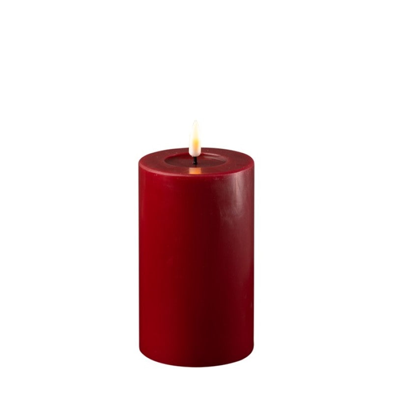 LED Stumpenkerze Real Flame hell bordeaux Deluxe Homeart