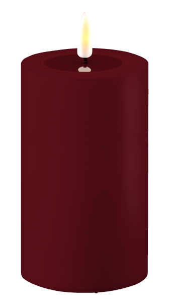 LED Stumpenkerze Real Flame Outdoor Bordeauxrot