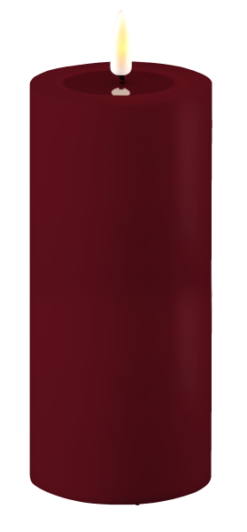 LED Stumpenkerze Real Flame Outdoor Bordeauxrot