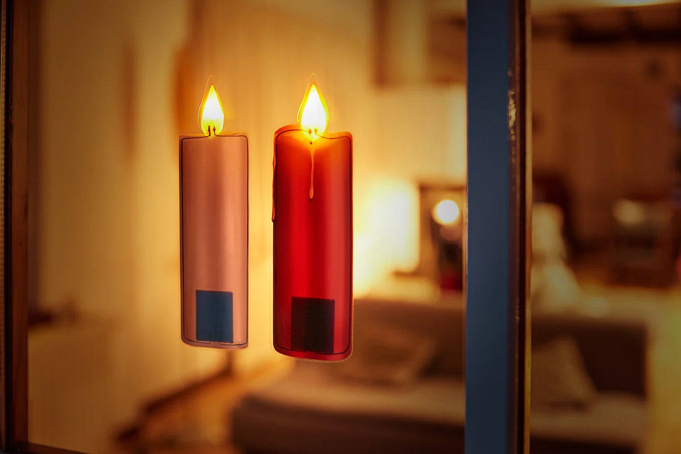 LED Fensterbild Kerze Rot