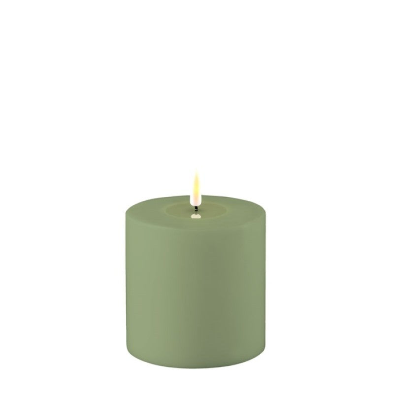 LED Stumpenkerzen Staubiges Grün Outdoor Deluxe Homeart