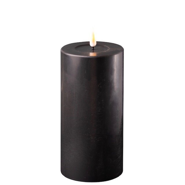 LED Stumpenkerze Real Flame Schwarz Deluxe Homeart