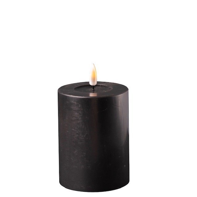 LED Stumpenkerze Real Flame Schwarz Deluxe Homeart