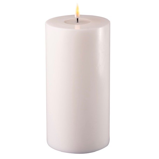 LED Stumpenkerze Real Flame Outdoor Weiß Deluxe Homeart