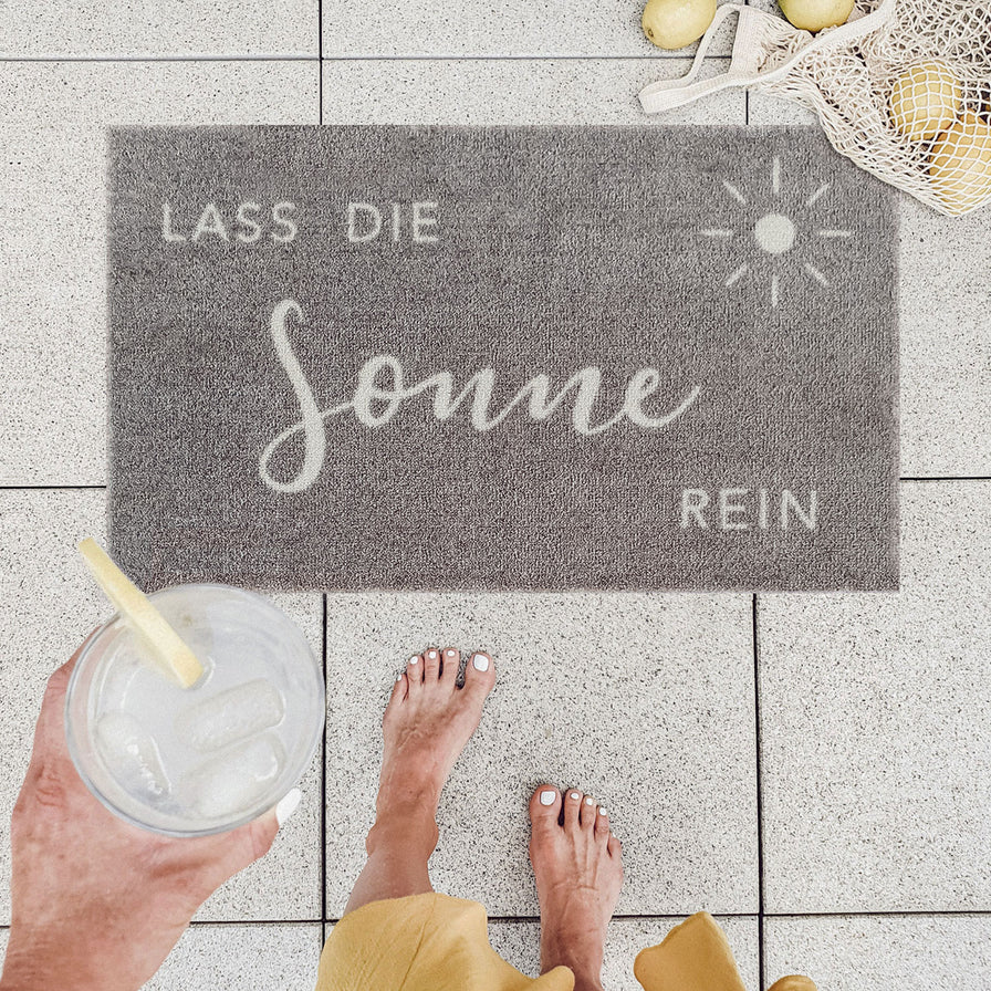 Waschbare Fußmatte Sonne Grau (Eulenschnitt)