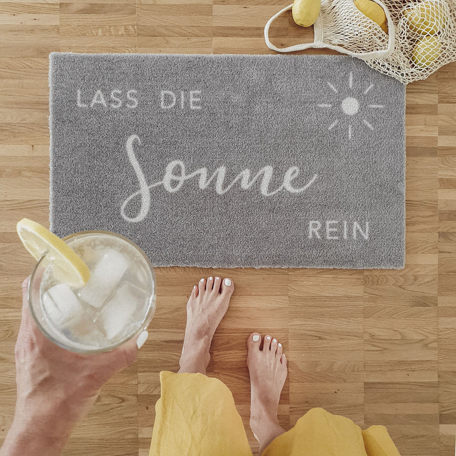 Waschbare Fußmatte Sonne Grau (Eulenschnitt)