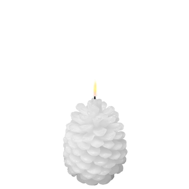 LED Tannenzapfen Kerze Deluxe Homeart Weiß