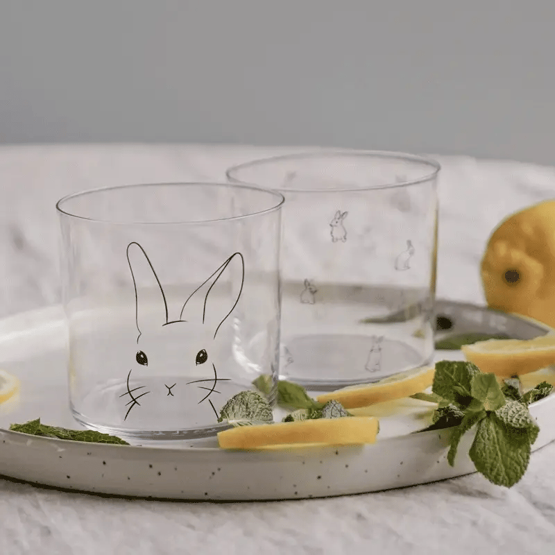 Eulenschnitt Trinkglas - Hase - Transparent/Schwarz - 350 ml