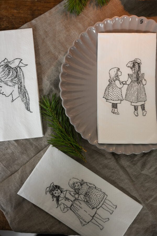 Papierservietten mit Madicken - Illustration – für Festtafel - Shades of Home