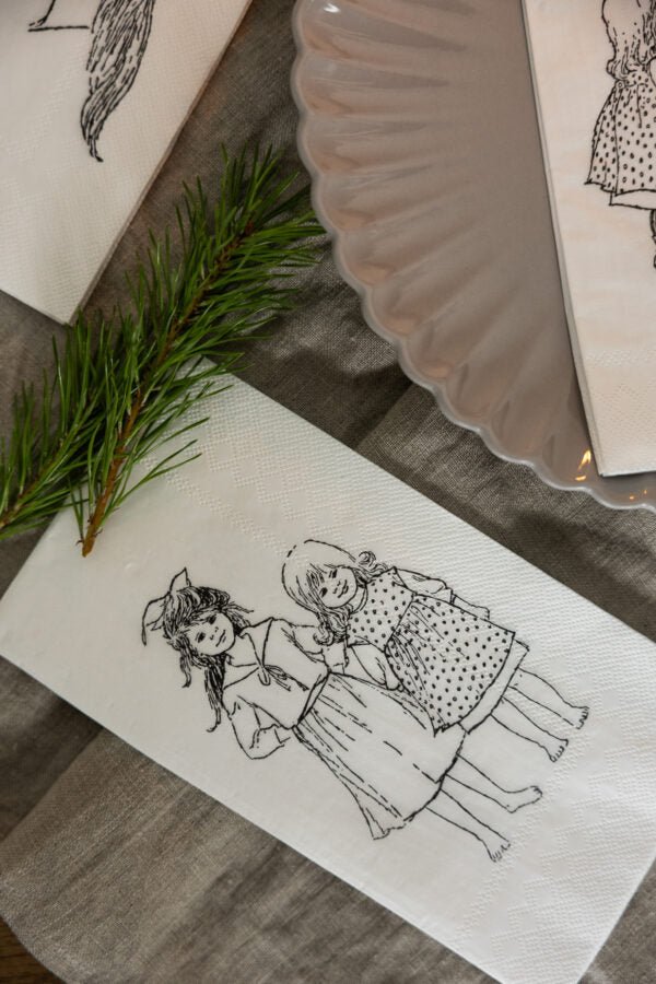 Papierservietten mit Madicken - Illustration – für Festtafel - Shades of Home